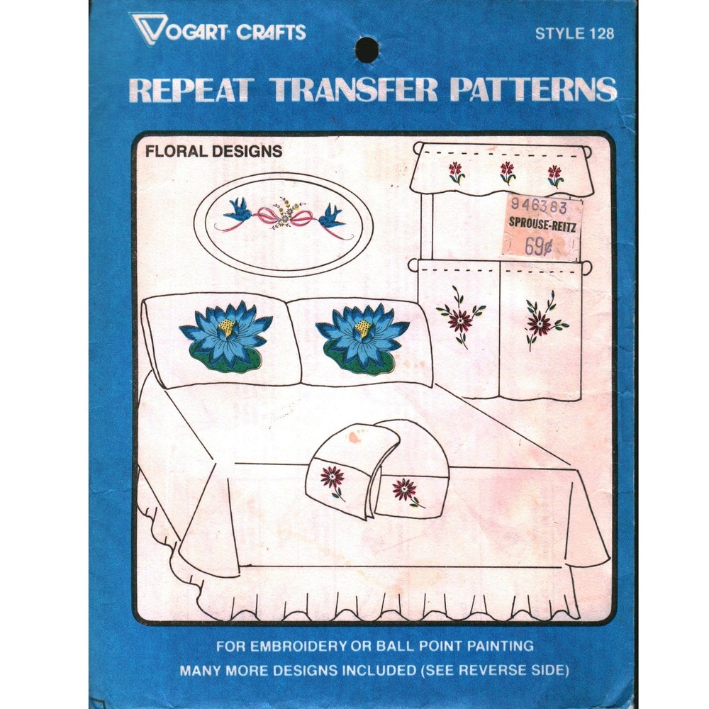 Vintage Vogart Craft 128 Repeat Transfer Patterns Floral Bird Embroidery Iron On